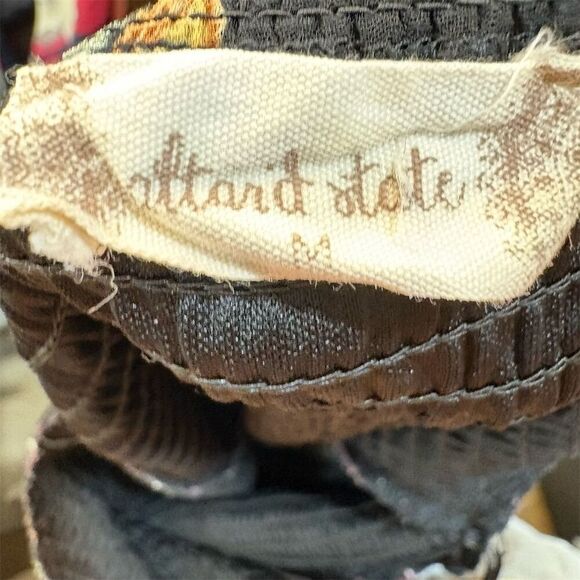 Altar'd State Women's M Black Floral Smocked Tiered Mini Dress Puff Sleeves - Picture 6 of 7